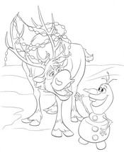 coloriage reine des neige swen le renne et olaf